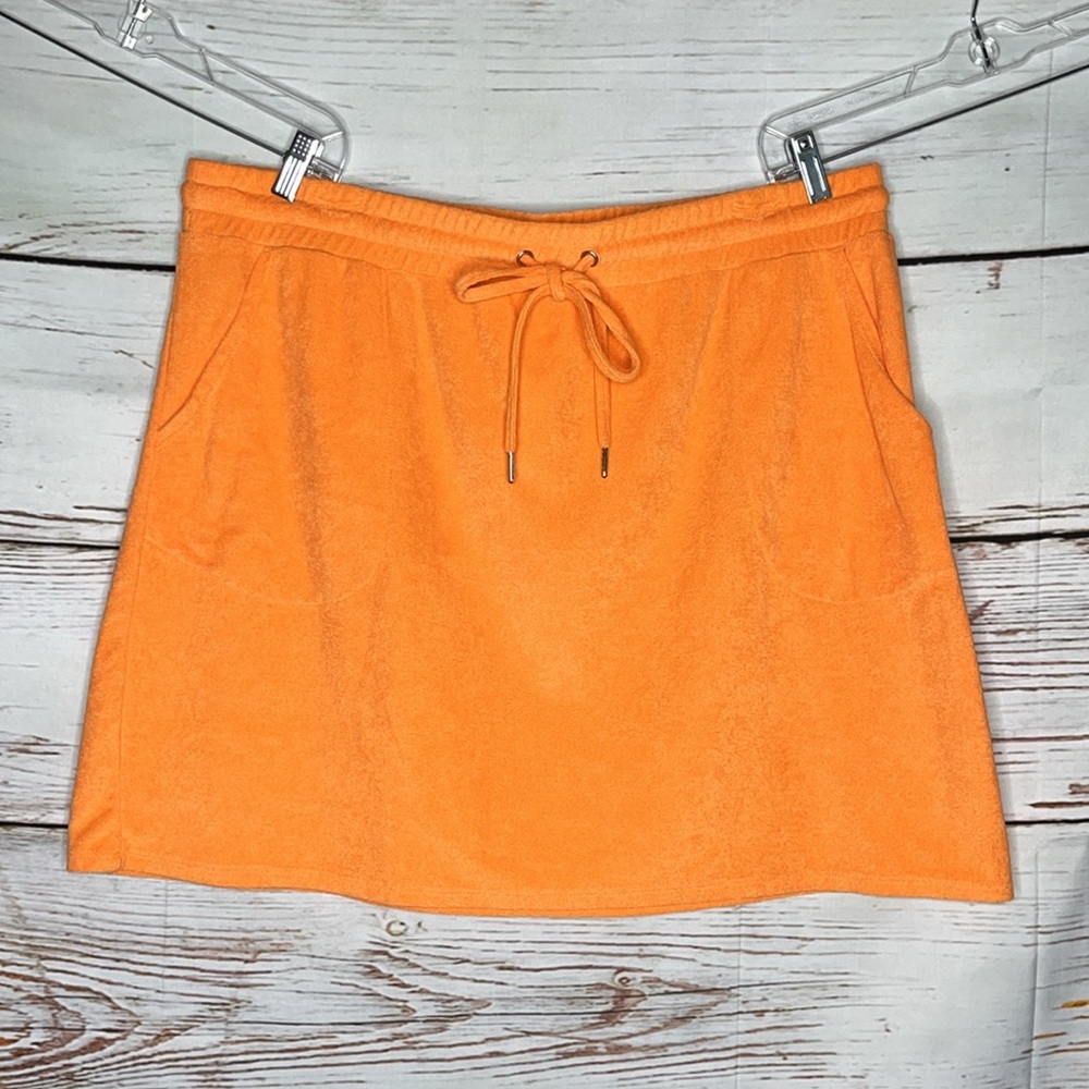 Belle Beach by Kim Gravel Size 1X Orange Drawstring Poolside Terry Cloth Skirt